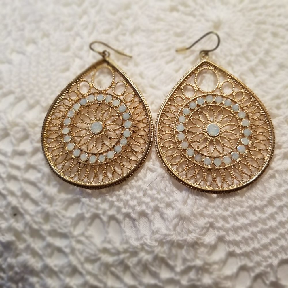 Gold Tone Statement Medallion Earrings